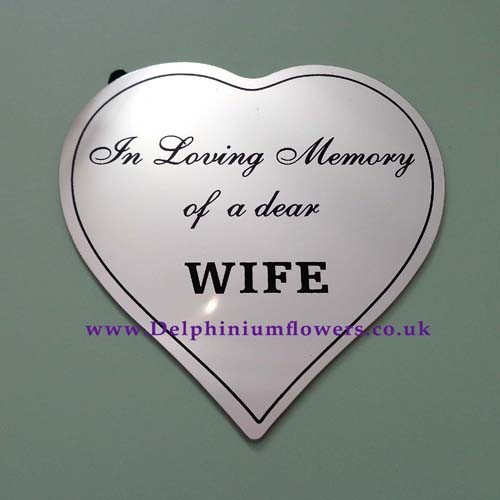 Silver Heart Memorial Plaque - WIFE - Click Image to Close